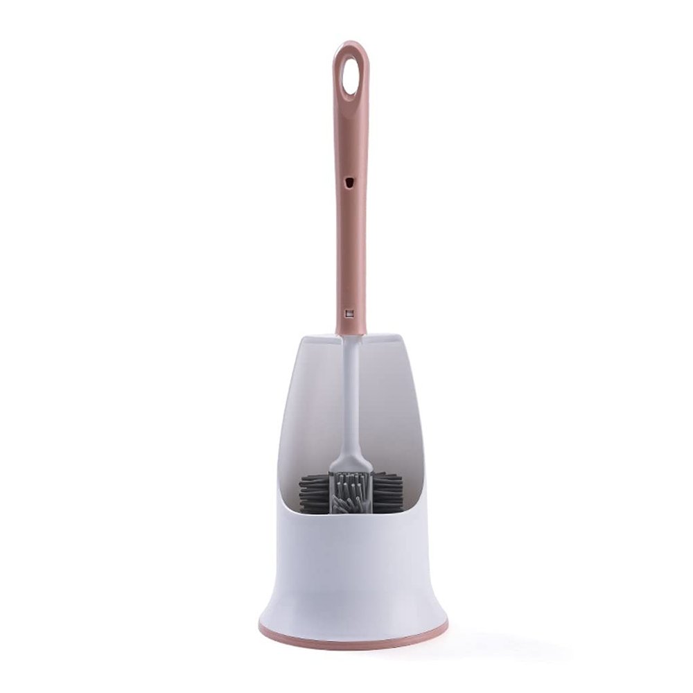KIZQYN Toilet Brush Toilet Brush Holder Household Toilet Bowl Brush Bathroom Toilet Cleaning Brush Silicone Long Handle Toilet Cleaning Brushs with Base Set Toilet Cleaner Brush (Color : Brass)