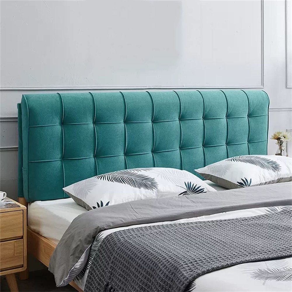 ZZYK Headboard Backrest Large Upholstered Sponge Filling Reading Pillow Adult Back Lumbar Support Pad Headboard Removable Cover for Day Bed Bunk Bed,Blue,Paste 70.8"/180cm