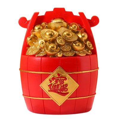 PRETYZOOM 1pc Fu Bucket Bank Decor Good Luck Treasure Basin Figurine Retro Decor Good Luck Figurine Money Bag Auspicious Ornament Car Toys Chinese Style Box Resin Child