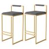 IBOWZ Bar Stools Dining Chair Bar Stool Set of 2 Square Velvet Seat Barstools with Black, Kitchen Breakfast Bar Chairs #1Grey + Black Frame 65cm Sitting Height view 1