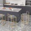 IBOWZ Bar Stools Dining Chair Bar Stool Set of 2 Square Velvet Seat Barstools with Black, Kitchen Breakfast Bar Chairs #1Grey + Black Frame 65cm Sitting Height view 2