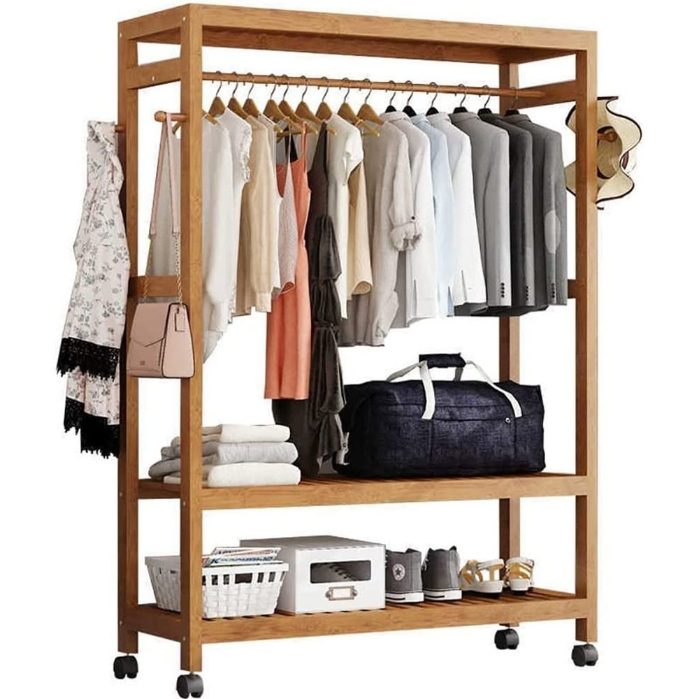 EQHAIR Floor Hanger Stand, Floor Hanger for Clothes, Clothes Garment Coat Rack with Bottom Shelf, Clothing Rack for Hanging Clothes, Coats, Skirts, Shirts, Sweaters (80cm)