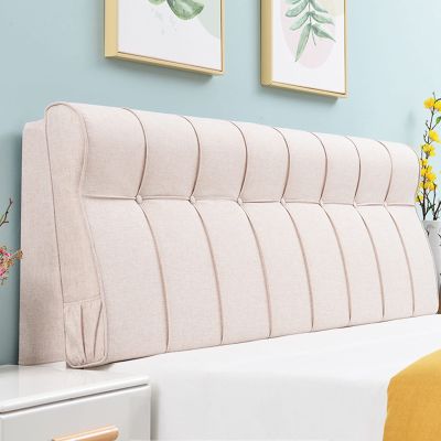 ZZYK Linen Headboard Wedge Positioning Support Backrest King Size Bed Rest Reading Pillows Large Upholstered Headboard Removable Cover for Day Bed Bunk Bed,Beige,Straps 72.8"/185cm