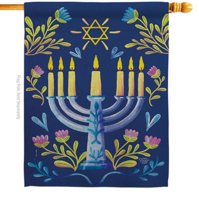 Ornament Collection Lighting Hanukkah House Flag Wintertime Candle Bonsai Menorah Jewish Chanukah David Small Decorative Gift Yard Banner Double-Sided Made in USA 28 X 40