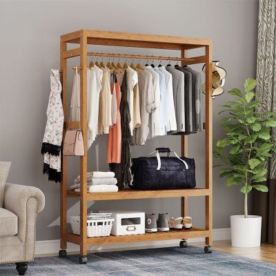 EQHAIR Coat Rack Stand, Floor Hanger, Entryway Coat Stand, with Bottom Shelf, Clothing Rack, for Indoor, Balcony, Living Room, Bed Room Hanging Clothes Rack (70cm)