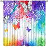 Colourful Butterfly Window Curtains, Red Purple Abstract Art Printed Cafe Dcor, Window Drapes 2 Panel Set,Total Size 72" x 63" view 1