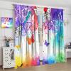 Colourful Butterfly Window Curtains, Red Purple Abstract Art Printed Cafe Dcor, Window Drapes 2 Panel Set,Total Size 72" x 63" view 4