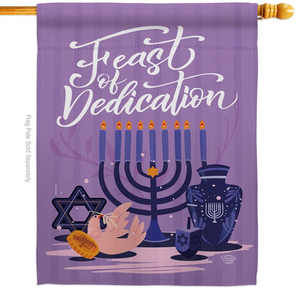 Ornament Collection Feast of Dedication House Flag Wintertime Hanukkah Candle Bonsai Menorah Jewish Chanukah David Small Decorative Gift Yard Banner Double-Sided Made in USA 28 X 40