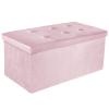 ECOMEX Folding Storage Ottoman, 30 Inch Storage Bench Velvet Ottoman Foot Rest with Foam Padded Seat in Pink view 1