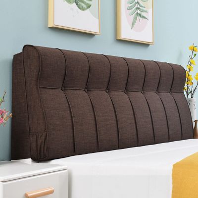 ZZYK Linen Headboard Wedge Positioning Support Backrest King Size Bed Rest Reading Pillows Large Upholstered Headboard Removable Cover for Day Bed Bunk Bed,Coffee,Paste 61"/155cm