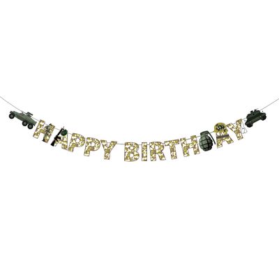 Army Soldier Theme Happy Birthday Banner Party Decorations Camouflage Party Banner Field Battle BROTHERHOOD Birthday Banner Military Birthday Party Supplies for Army Fans Lovers