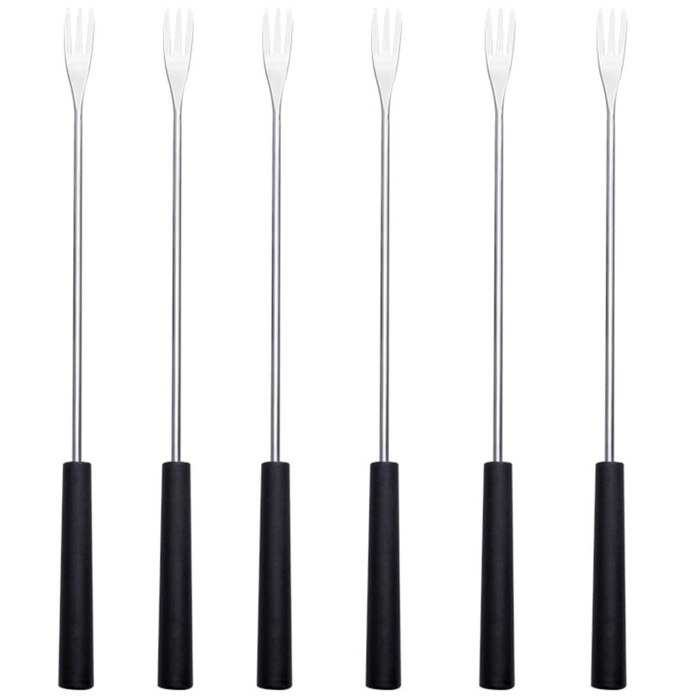 6Pcs Stainless Steel Fondue Forks with PP Handles Cheese Chocolate and Fruit Dipping Kitchen Grill Forks for Cooking and Entertaining