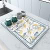 Lifup Soft Diatom Mud Dish Drying Mat for Multiple Usage, Rubber Backed Absorbent Quick Dry Mat for Kitchen or Bathroom Blue Flowers 11.8" x 15.7" view 1