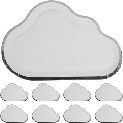 Abaodam 24Pcs Cloud Disposable Paper Plates Bulk, Cloud Shaped Food Dessert Cake Paper Plates Sets for Birthday Wedding Festival Party Supplies
