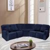 7-Piece L Shape Velvet Stretch Recliner Corner Sofa Cover, Corner Sofa Covers for Sectional Sofa Set, for Reclining L Shape Sofa Slipcovers Thick, Soft, Washable Durable Furniture Protector (Navy) view 2