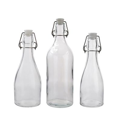 1pcs 350ml/500ml/1100ml Sealed Buckle Glass Bottle Jar With Lid, Portable Juice Wine Water Can Storage Tank Food Container Jars Home Kitchen (Color : Transparent 500ml)
