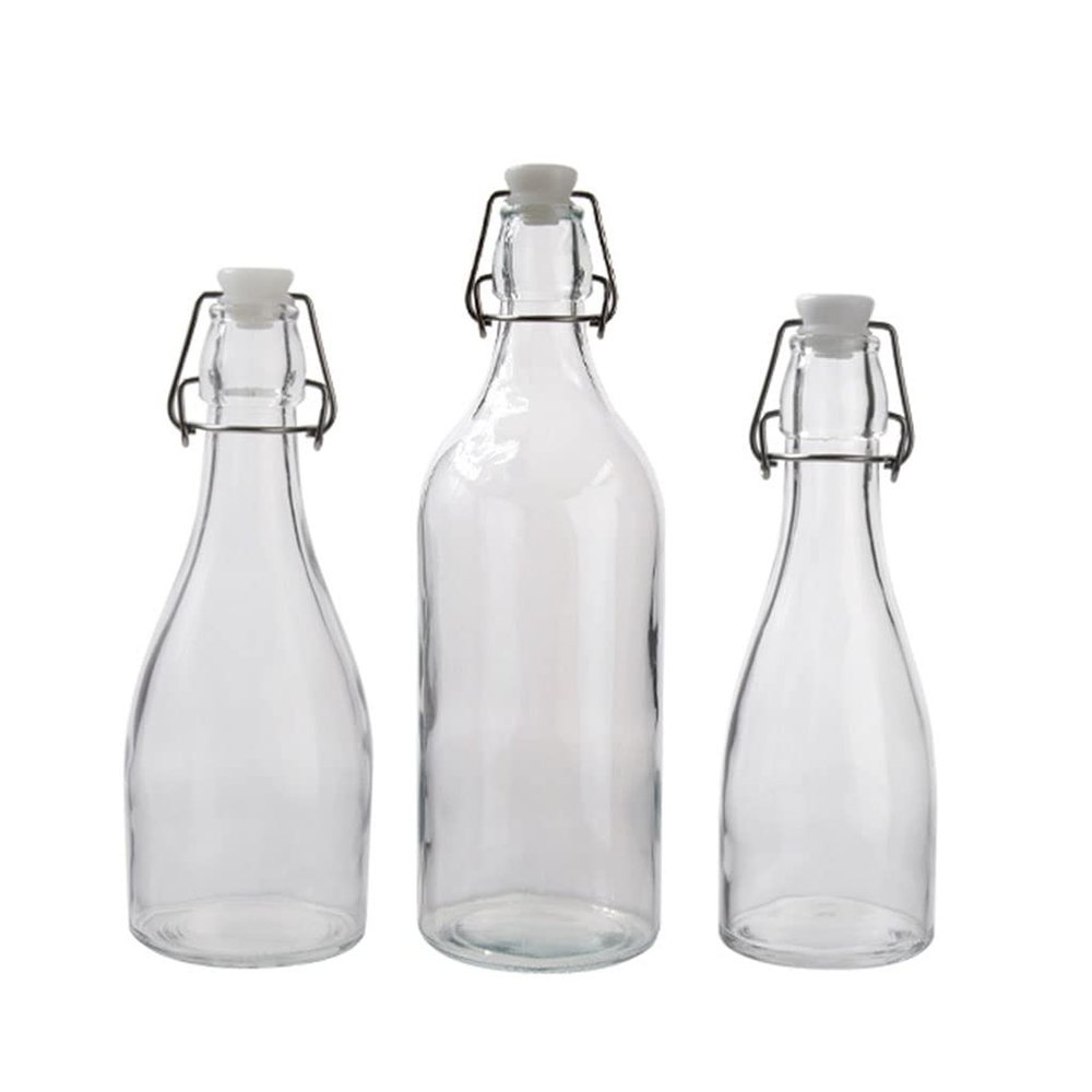 1pcs 350ml/500ml/1100ml Sealed Buckle Glass Bottle Jar With Lid, Portable Juice Wine Water Can Storage Tank Food Container Jars Home Kitchen (Color : Transparent 500ml)