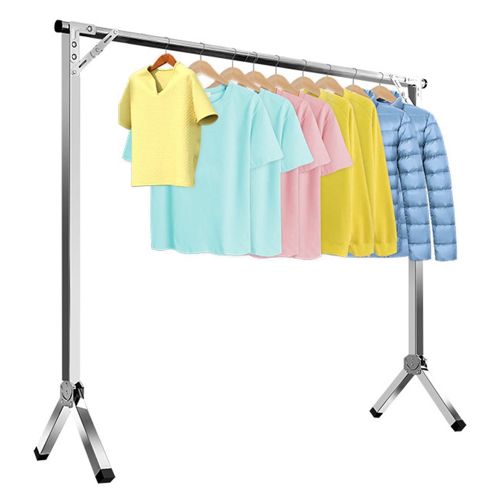 Clothes Drying Hanger Rack Folding Indoor 63in, Clothes Drying Rack for Hanging Clothing, Heavy Duty Stainless Steel Clothes Storage Rack with Gravity Lock Device