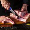 5 PCS Professional Butcher Knife Set W/Non-slip Softgrip, incl. 8"Butcher Knife, 6" Skinning Knife, 6" Boning Knife For Meat Cutting, 10" Knife Sharpener Rod & Knife Roll Bag, X50CrMoV15 German Steel view 3
