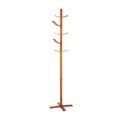 VNABO Solid Wood Coat Rack Sturdy Base Coat Stand Retro Classic Coat Rack Tree with 10 Rotating Hooks for Bedroom Living Room