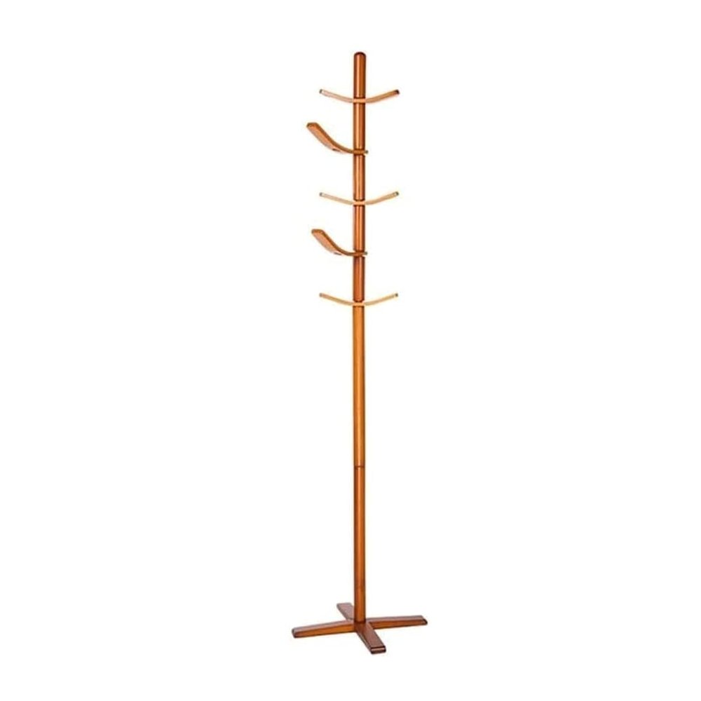 VNABO Solid Wood Coat Rack Sturdy Base Coat Stand Retro Classic Coat Rack Tree with 10 Rotating Hooks for Bedroom Living Room