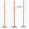 VNABO Solid Wood Coat Rack Sturdy Base Coat Stand Retro Classic Coat Rack Tree with 10 Rotating Hooks for Bedroom Living Room view 2