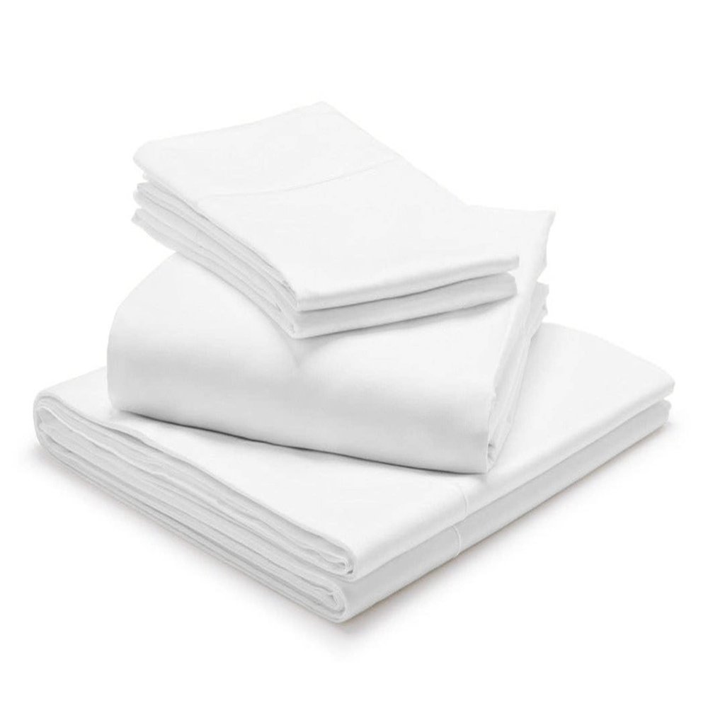 1000-Thread Count 100% Egyptian Cotton Split King Size Sheet Set, Soft Breathable Sateen Weave Long Staple Cotton, 1000-TC Pure Cotton, Fits Mattress 25" Deep Pockets - Split King Size, White