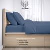 1000-Thread Count 100% Egyptian Cotton Queen Sheet Set, Soft Breathable Sateen Weave Long Staple Cotton, 1000-TC Pure Cotton, Fits Mattress 19" Deep Pockets - Queen, Mediterranean Blue view 3