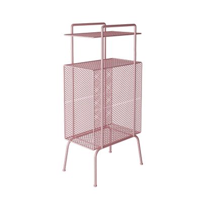 ZYFAB Mesh Floor Magazine Rack,Metal Floor Standing Magazine Holder Magazine Storage Basket Nordic Mail Organizer,Pink,32 * 23 * 70CM