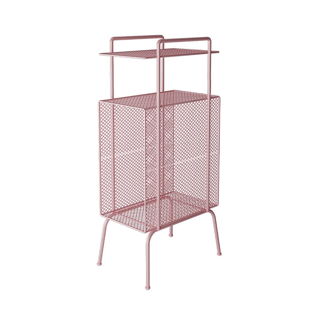 ZYFAB Mesh Floor Magazine Rack,Metal Floor Standing Magazine Holder Magazine Storage Basket Nordic Mail Organizer,Pink,32 * 23 * 70CM