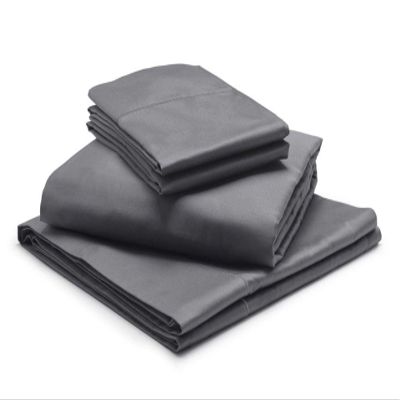 1000-Thread Count 100% Egyptian Cotton Split King Size Sheet Set, Soft Breathable Sateen Weave Long Staple Cotton, 1000-TC Pure Cotton, Fits Mattress 15" Deep Pockets - Split King Size, Dark Grey