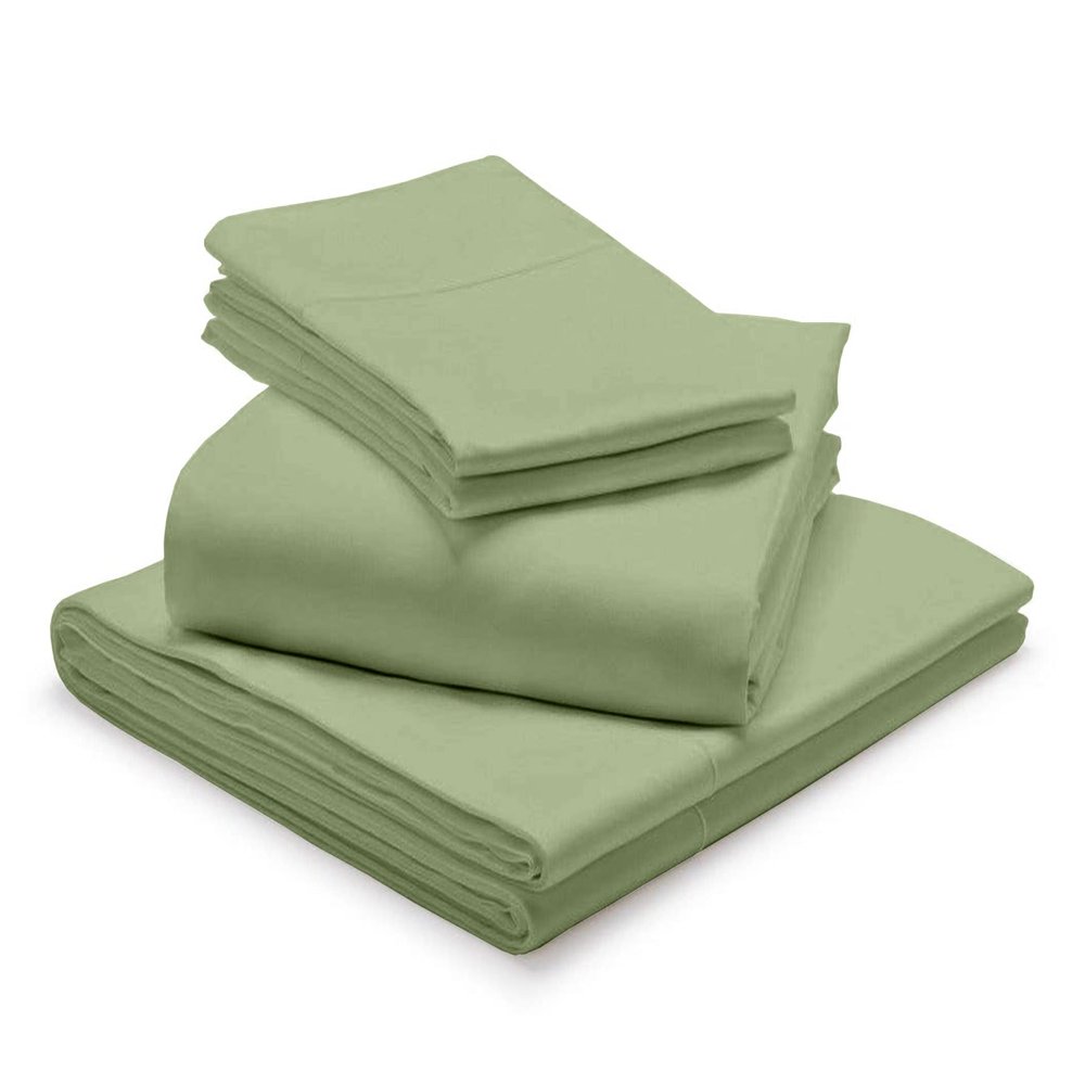 1000-Thread Count 100% Egyptian Cotton Split Cal-King Sheet Set, Soft Breathable Sateen Weave Long Staple Cotton, 1000-TC Pure Cotton, Fits Mattress 25" Deep Pockets - Split Cal-King, Sage