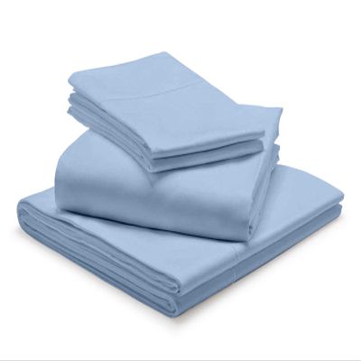 1000-Thread Count 100% Egyptian Cotton Full XL Sheet Set, Soft Breathable Sateen Weave Long Staple Cotton, 1000-TC Pure Cotton, Fits Mattress 25" Deep Pockets - Full XL, Light Blue