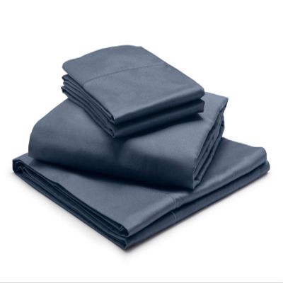 1000-Thread Count 100% Egyptian Cotton Split King Size Sheet Set, Soft Breathable Sateen Weave Long Staple 1000-TC Cotton, Fits Mattress 12" Deep Pockets - Split King Size, Mediterranean Blue