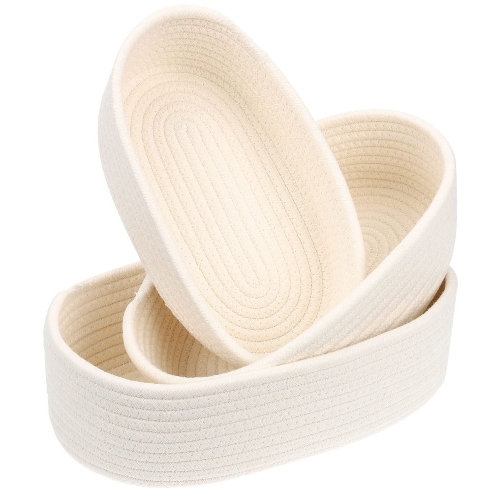 3pcs Cotton Woven Storage Basket Stylish Organizing Baskets for Home Office Breathable Material Soft Strong for Toys Magazines Items and More