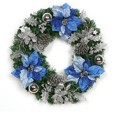 OLOTU Christmas Decorations Front Door 50cm Pine Christmas Wreath with Flower Berry Ball for Xmas Party New Year Decoration