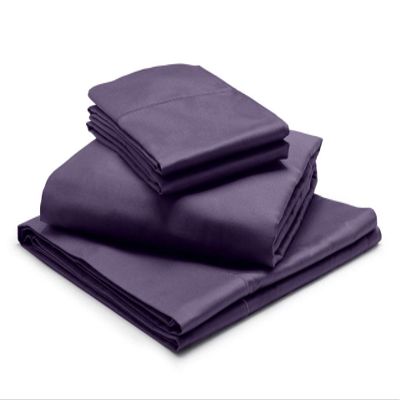 1000-Thread Count 100% Egyptian Cotton Full Sheet Set, Soft Breathable Sateen Weave Long Staple Cotton, 1000-TC Pure Cotton, Fits Mattress 12" Deep Pockets - Full, Plum