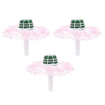 HANABASS 3sets Flower Bouquet Holder Lace Skirt of Accessories for Bridal Bouquets Elegant Flower Handle for Wedding Arrangements and Ceremony Decor