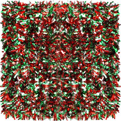 Sosation 100 ft Christmas Tinsel Garland Christmas Tree Twist Garland Bulk Glitter Metallic Streamer Indoor Outdoor Hanging Xmas Decorations(Silver Red Green)