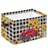 1 PC Large Storage Basket Bins Waterproof Fabric, Spring Sunflower Tulip Bee Floral Rectangular Storage Box for Shelf Closet Organizer Summer Red Truck Flower Black Plaid view 1