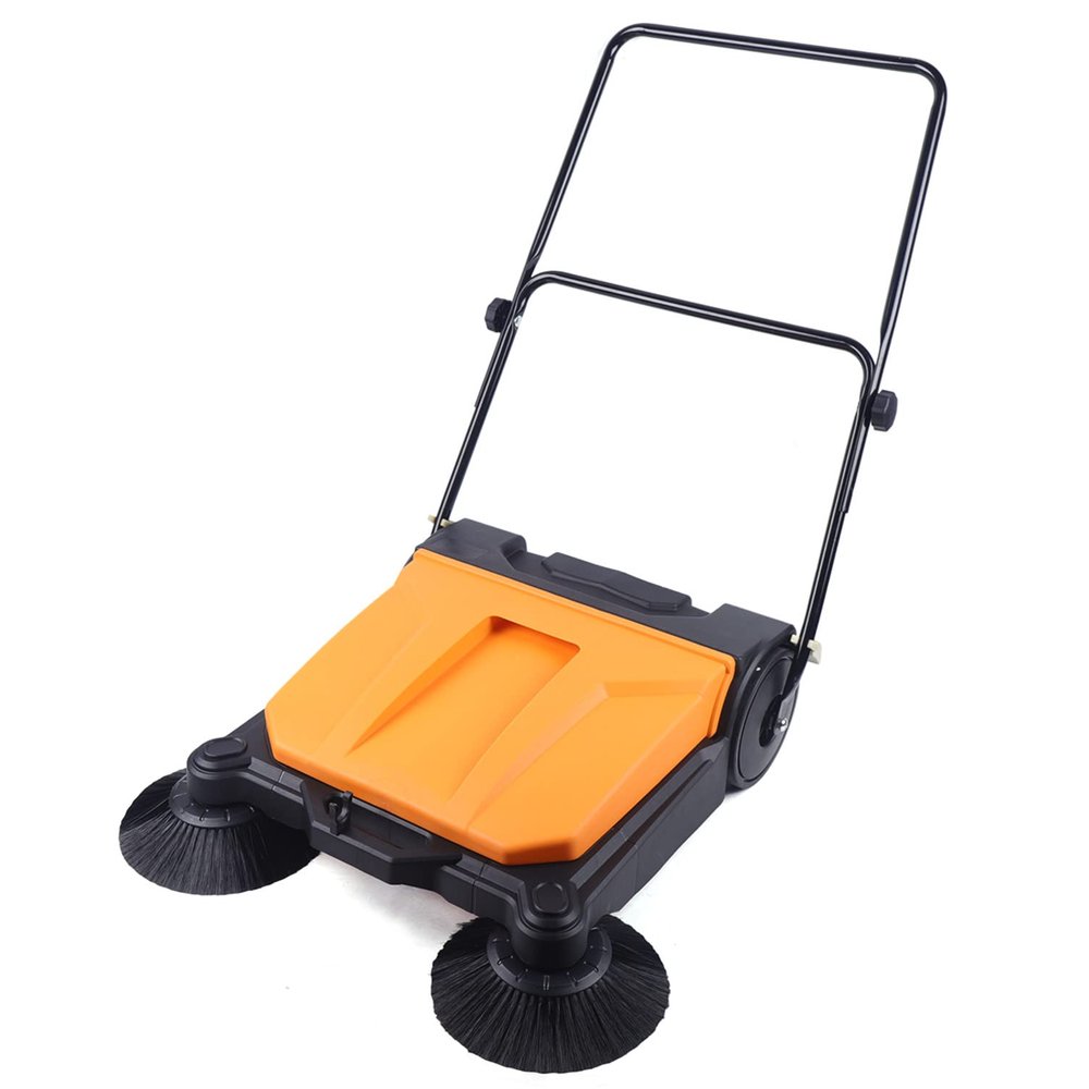 Walk Behind Sweeper, 26" Industrial Hand Push Floor Sweeper Outdoor Indoor Foldable Manual Sweeping Machine for Basement, Garage, Driveway, Hotel, 26.8" Sweeping Width, Sweeps 29,277 Square Feet/Hour