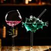 2pcs Creative Martini Glasses for Party Cocktail Glass Fish Shaped Cocktail Glasses Puffer Fish Mojito Glass Party Goblet for Bar Club Restaurant view 2