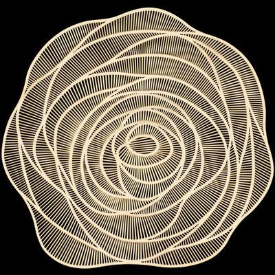 10 Pcs Round Pressed Vinyl Placemats Gold Placemat Metallic Place Mat Non Slip Rose Flowers Table Mats for Wedding Dinner Party Table Supplies Decorations Washable Heat Resistant (Gold Rose, 10)