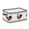 1 PC Large Storage Basket Bins Waterproof Fabric, Black Rooster Rectangular Storage Box for Shelf Closet Organizer Farm Buffalo Plaid White Check view 1