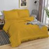 3 Piece Lightweight Diamond Ruffle Comforter Set - 600 GSM 100% Egyptian Cotton | 1000 Thread Count - Gold Solid, King/Cal-King Size view 1