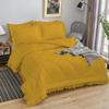 3 Piece Lightweight Diamond Ruffle Comforter Set - 600 GSM 100% Egyptian Cotton | 1000 Thread Count - Gold Solid, King/Cal-King Size view 4