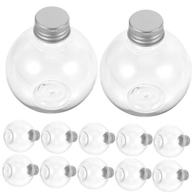 Jar 25pcs 150ml Transparent Bulb Bottle Clear Plastic Bottle Round Bulb Shape Fillable Light Containers Screw Cap Empty (Random Lid Color) Home Dcor