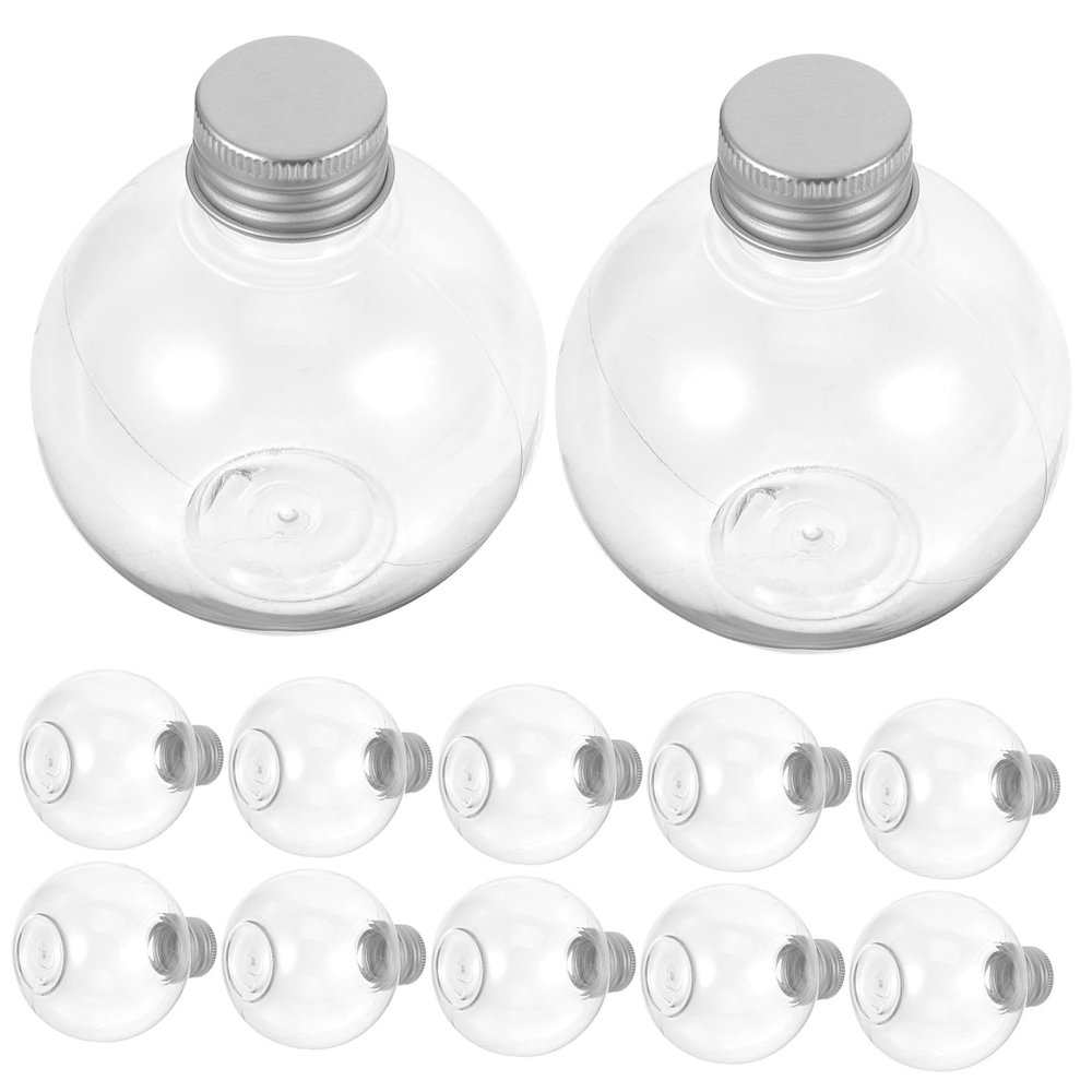 Jar 25pcs 150ml Transparent Bulb Bottle Clear Plastic Bottle Round Bulb Shape Fillable Light Containers Screw Cap Empty (Random Lid Color) Home Dcor