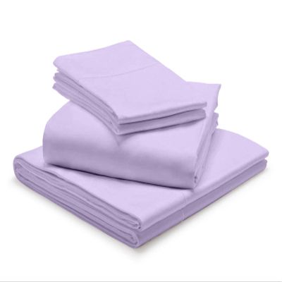 1000-Thread Count 100% Egyptian Cotton Split Head King Sheet Set, Soft Breathable Sateen Weave Long Staple Cotton, 1000-TC Pure Cotton, Fits Mattress 12" Deep Pockets - Split Head King, Lilac