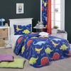 BONPERLA Animals Bedding Set, Twin Size Bedspread Set, Blue Dinosaur Themed Coverlet, Girls Boys Bedding, (Twin) view 1